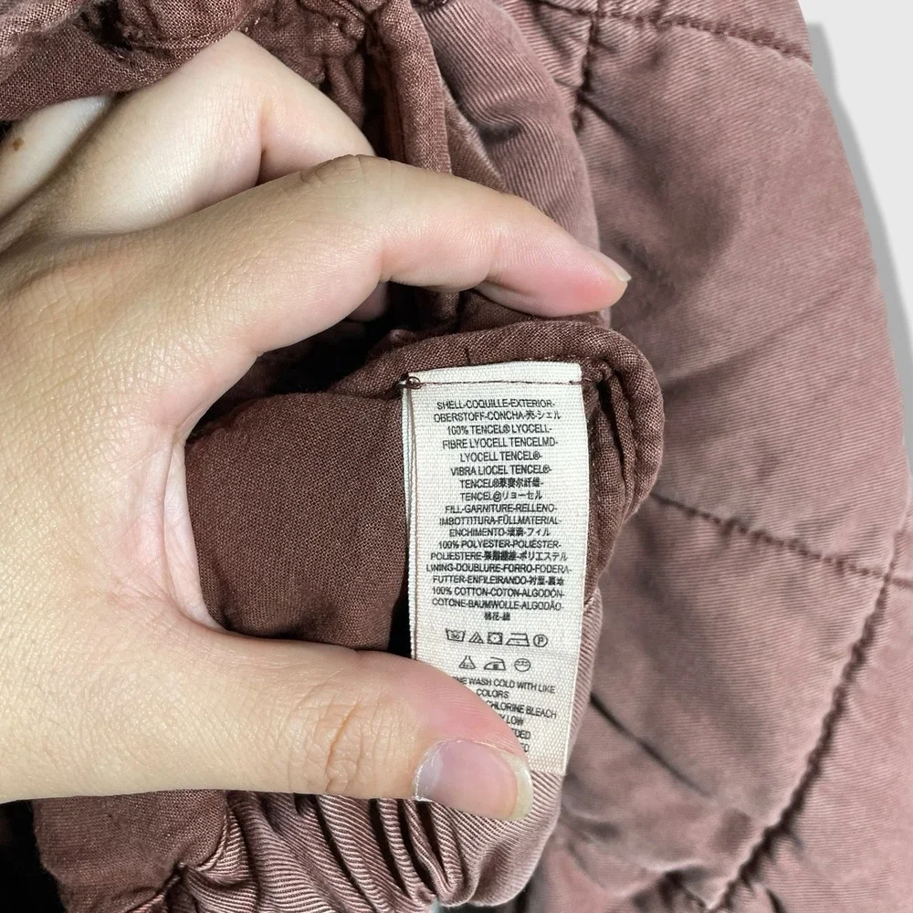 Free People Quilted Bomber Jacket Womens XS Brown Boho Gorpcore Oversized